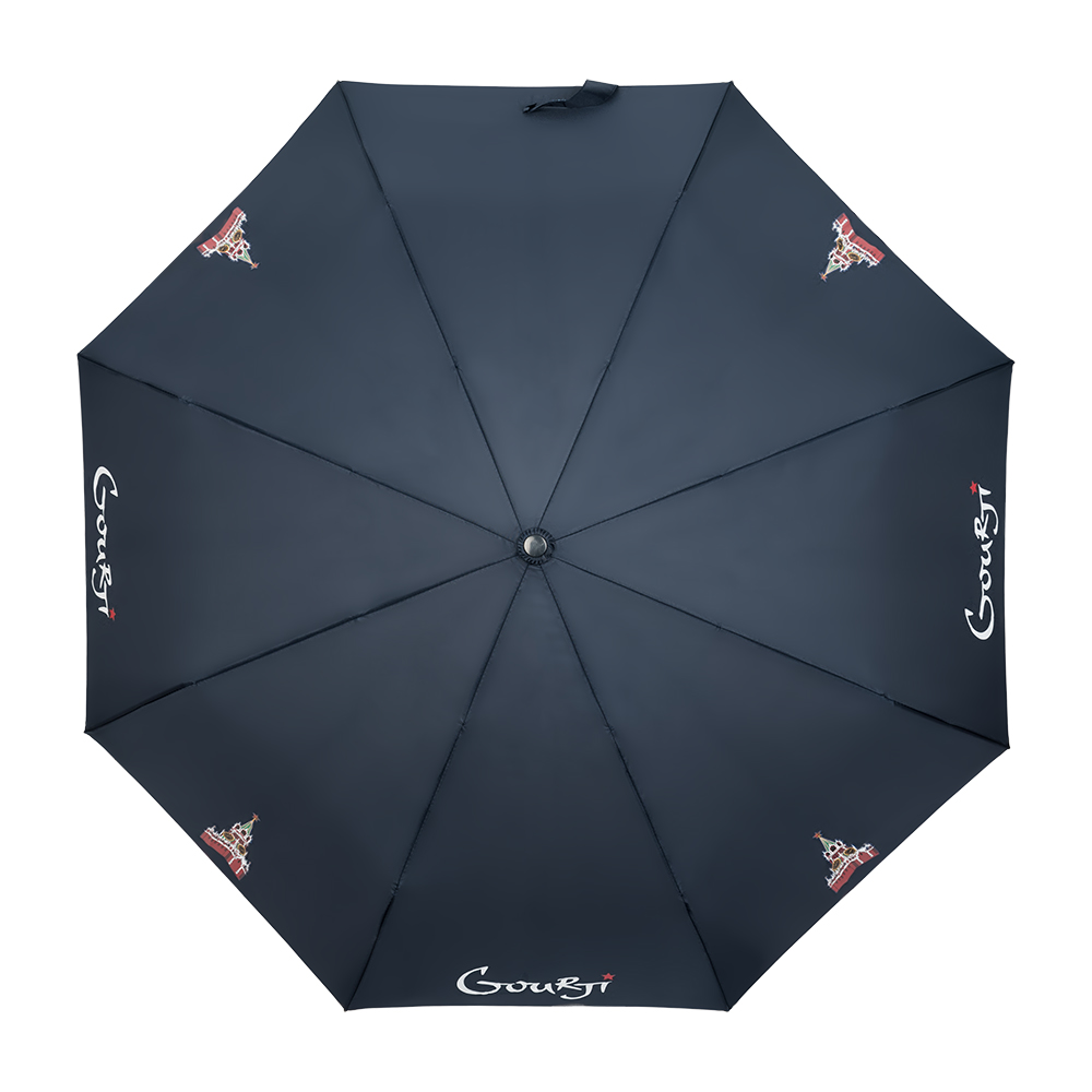 Зонт складной "Башни Кремля" (эпонж/сталь синий 63 см)
