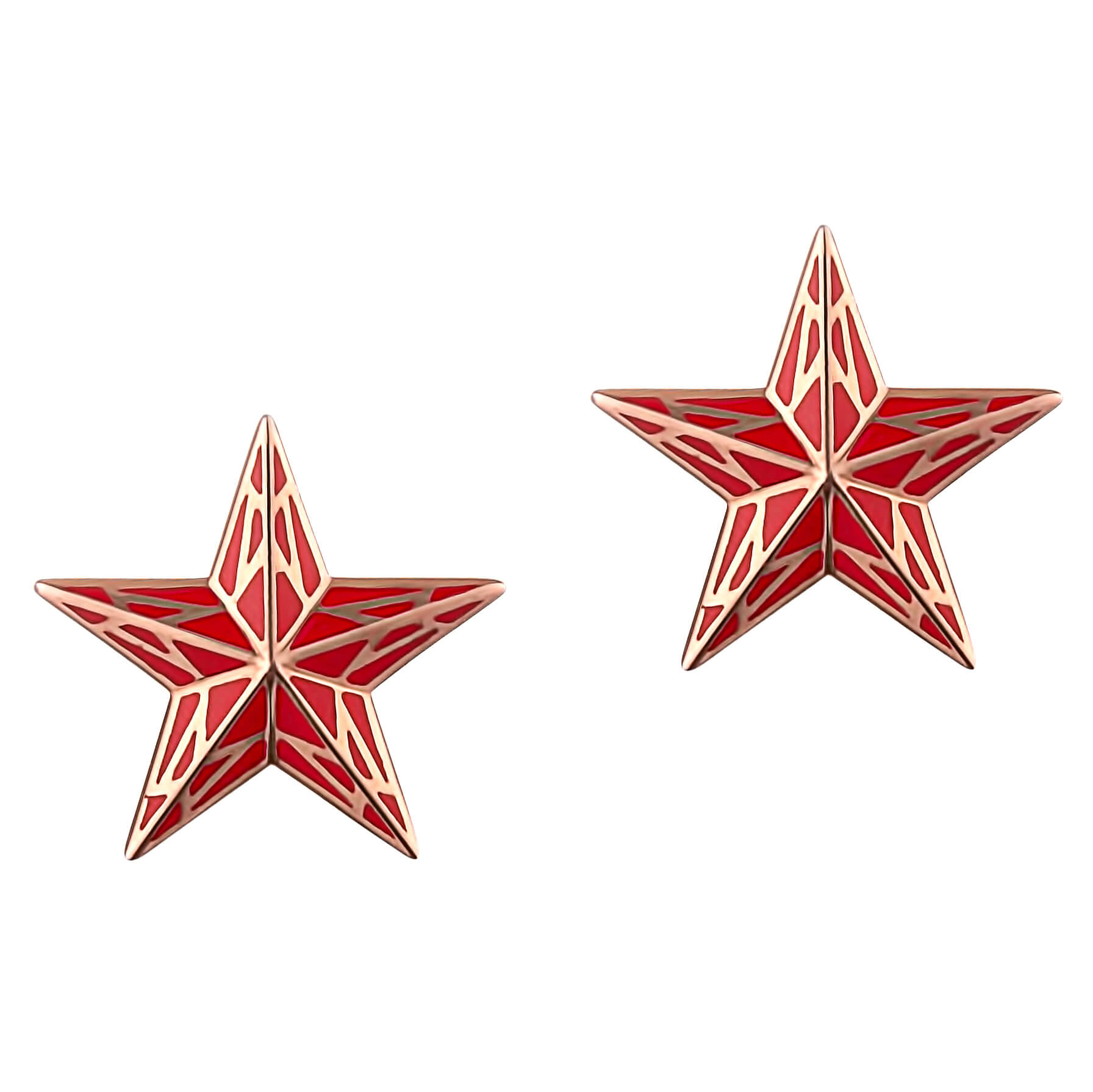 Серьги-пусеты "Кремлевская звезда"  (серебро/эмаль серебряный/красный)