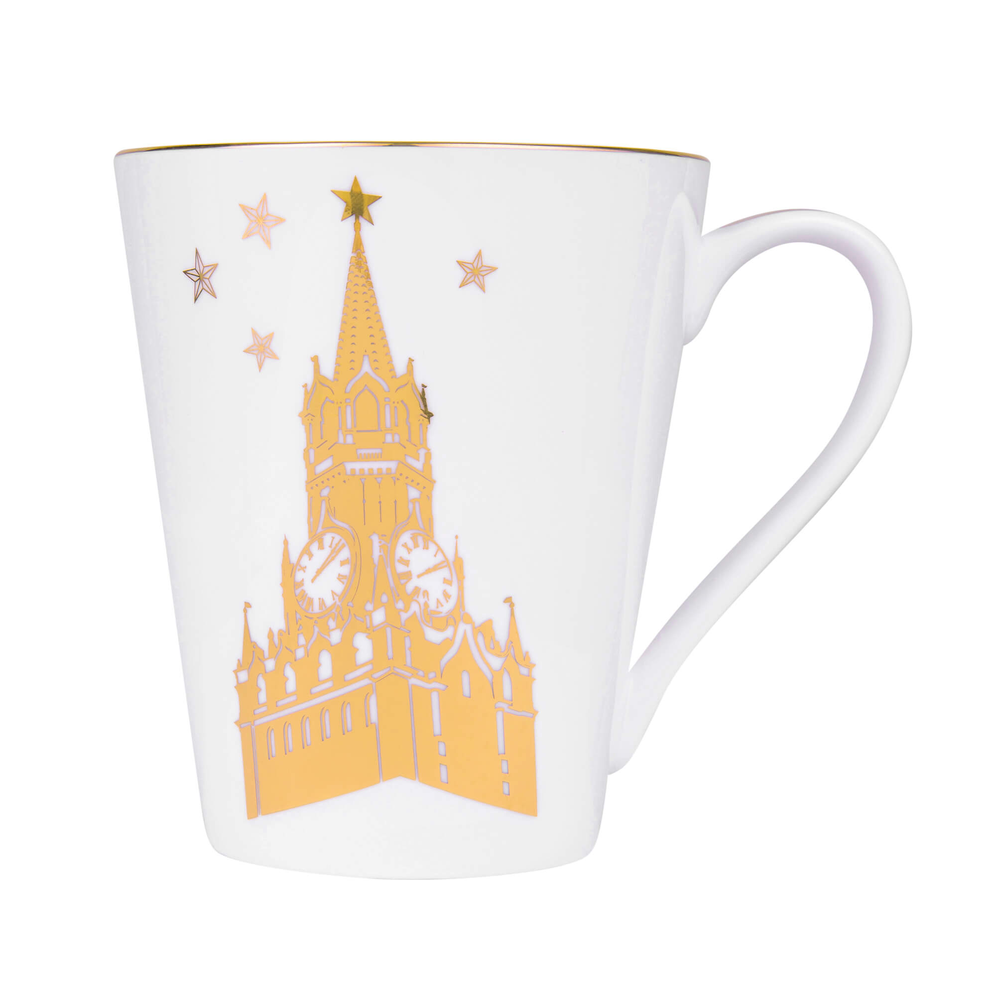 Чайная кружка "Башни Кремля"  (фарфор белый звезды)