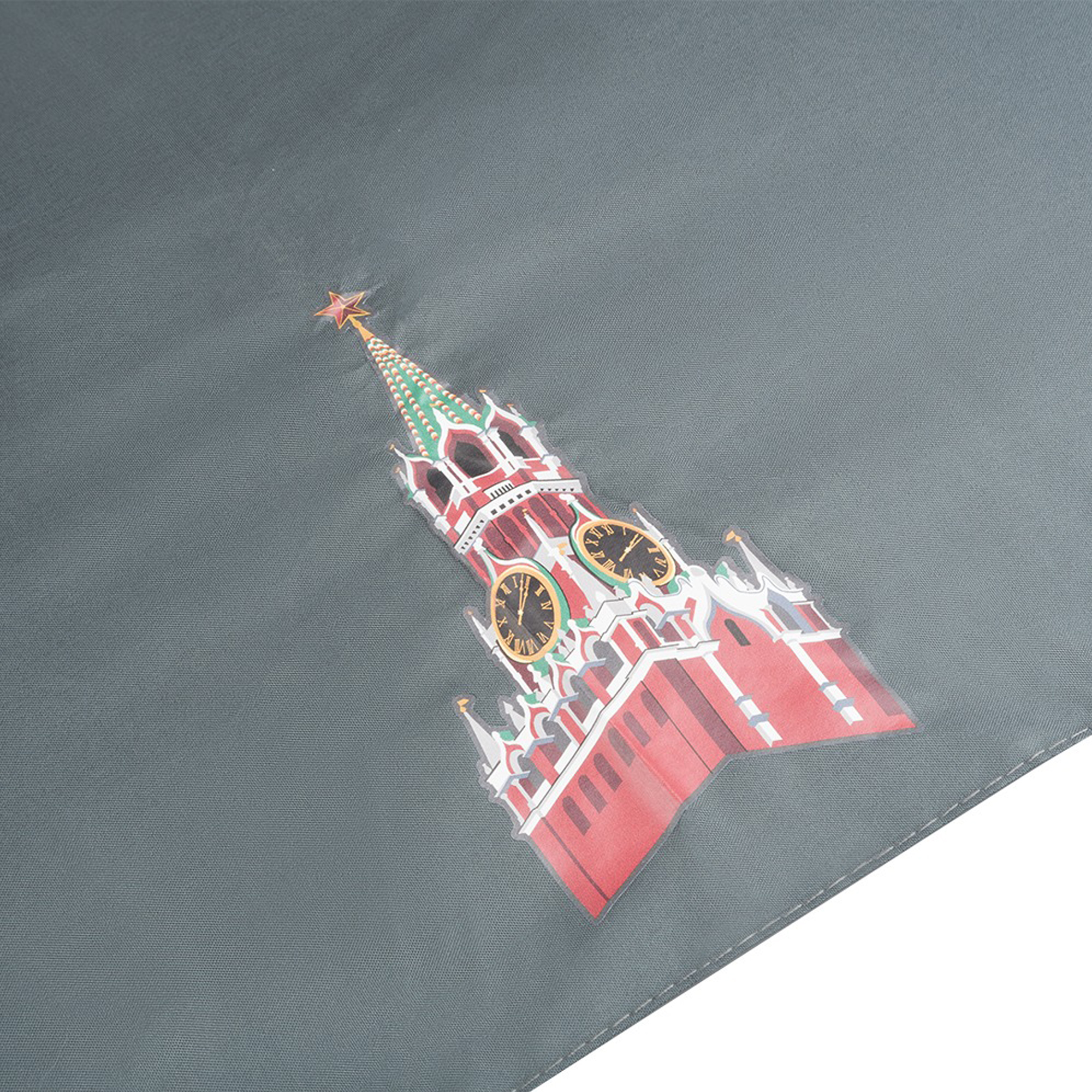 Зонт-трость  "Башни Кремля" (эпонж/сталь серый синий 90 см)