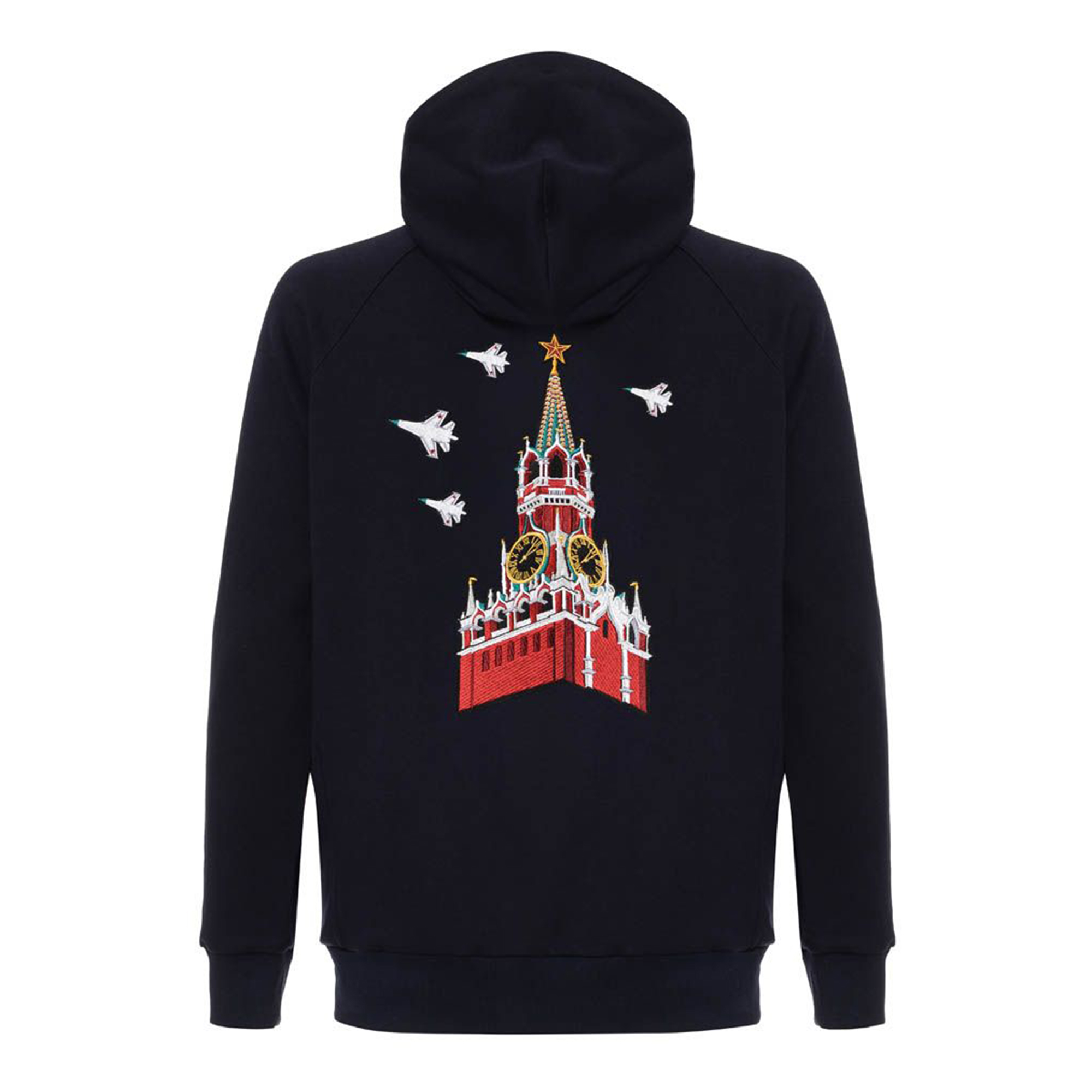 Толстовка с капюшоном "Башни Кремля" (70% хлопок, 30% полиэстер черный S)