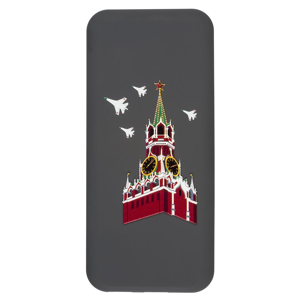 Внешний аккумулятор "Башни Кремля"(31910.080.SB) (пластик серый красный 72 × 157 × 12 мм. с рельефным изображением)