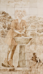 Панно "Девочка с фонтаном"