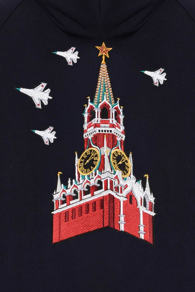 Толстовка с капюшоном "Башни Кремля" (70% хлопок, 30% полиэстер черный S)