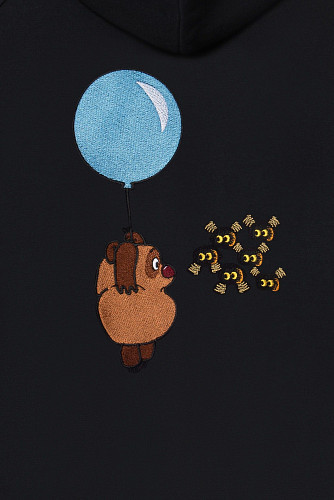 Толстовка с капюшоном "Винни-пух" (хлопок 70% полиэстер 30% черный XL) 