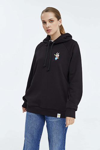 Толстовка с капюшоном "Винни-пух" (хлопок 70% полиэстер 30% черный XL) 