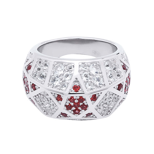 Кольцо "Салют" (серебро 925 пробы/гранаты 33 шт - 0,82 ct, фианиты 70 шт, р-р 17,5) 