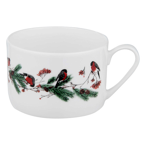 Чайная пара "Снегири"  (фарфор белый) 