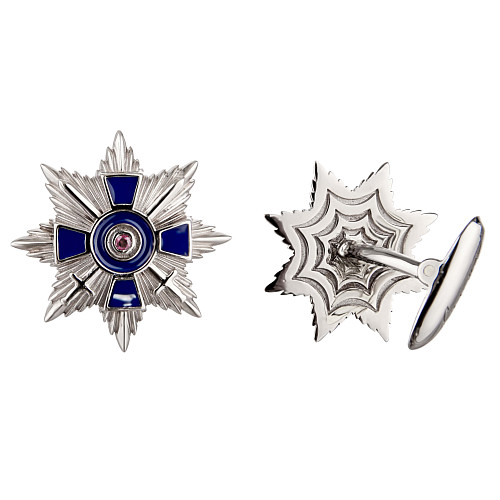 Запонки "Звезда храбрости"  (золото 585 пробы/2рубин, кр.1,5, 0,02ct,) 