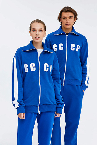 Костюм олимпийка/брюки "СССР" (хлопок 70% полиэстер 30% синий L) 