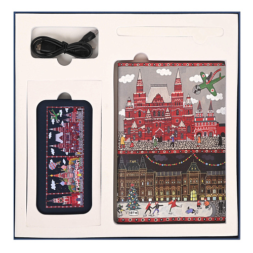 Внешний аккумулятор "Красная площадь" (32116.030.REDS) (пластик синий Ancor Plus с рельефным изображением) 