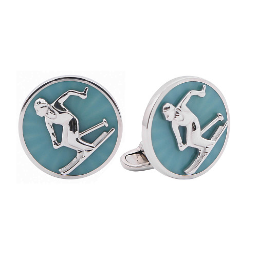 Запонки "Горнолыжник"  эмаль 