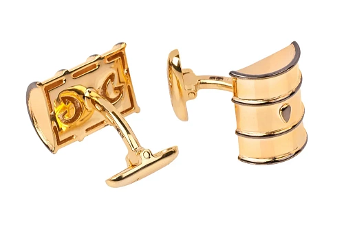 Запонки "Баррель" позолота 