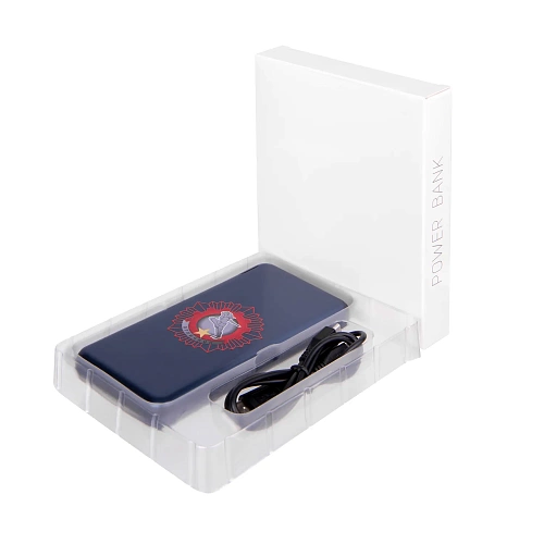 Внешний аккумулятор "Отличник" (пластик синий Ancor с рельефным изображением) 