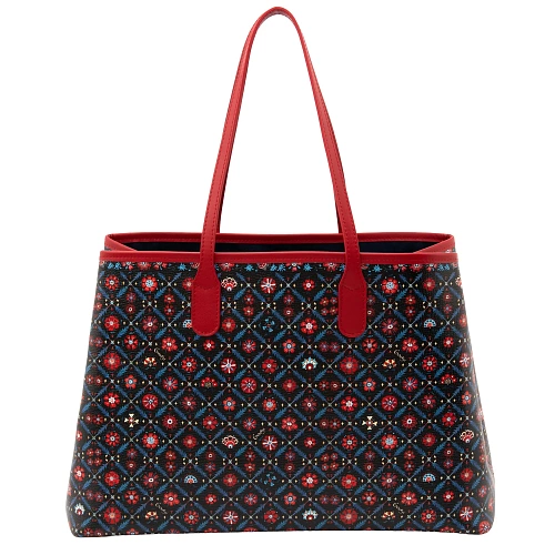 Сумка-шопер "Сюзане" (кожа черный красный 56х29х14) 