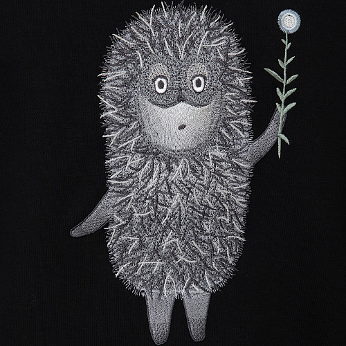 Толстовка на молнии "Ежик в тумане" (хлопок 70%, полиэстер 24%, эластан 6%  черный XXL) 