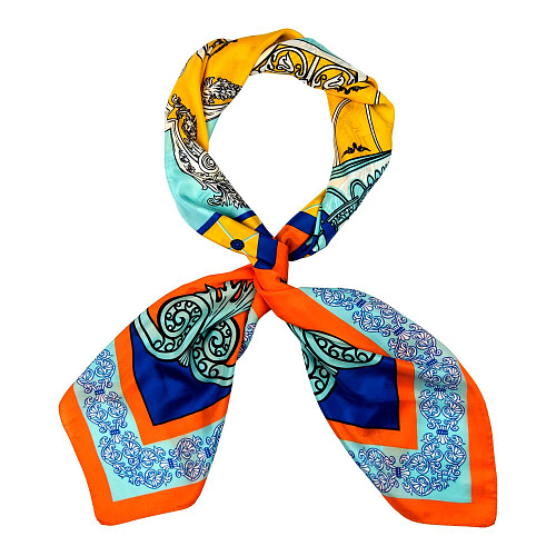 Платок "Неополитен"  (шелк 100% оранжевый 120х120 ) 