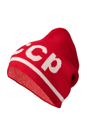 Шапка "СССР" (шерсть 90% кашемир 10%. красный L) 