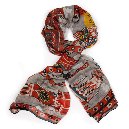 Шаль "Красная площадь" (шерсть 100% черный красный 110х185) 