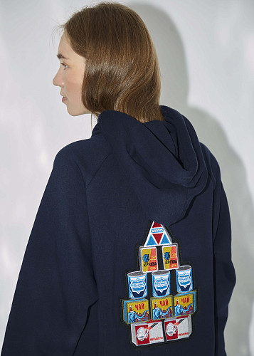 Толстовка с капюшоном "Про-питание" (хлопок 70% полиэстер 30% синий L) 