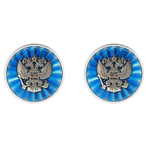 Запонки "Россия", серебро 925 пробы, эмаль 