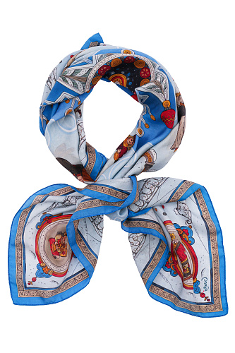 Платок "На катке" (шерсть 100%, белый 140х140) 