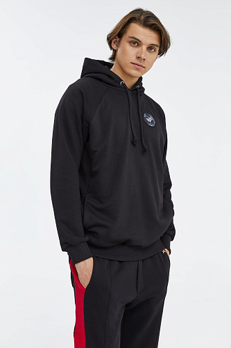 Толстовка с капюшоном "Герб союза" (хлопок 70% полиэстер 30% черный S) 