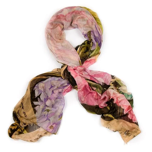 Шаль "Букет" (модал 90%, кашемир 10% розовый бежевый 135х175) 