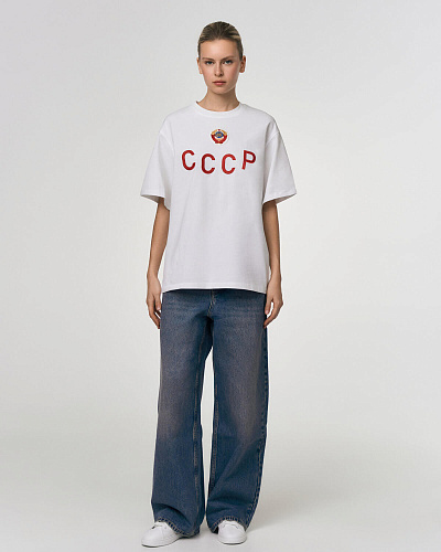 Футболка "СССР" (хлопок 100%, белый XS/S) 