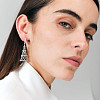 Серьги "Башня" длинные (серебро 925 пробы, фианиты 244 шт - 0,472 гр) 
