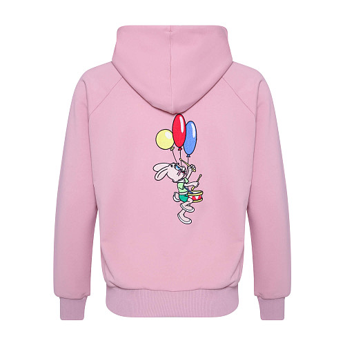 Толстовка с капюшоном "Ну, погоди" (хлопок 70% полиэстер 30% розовый L) 