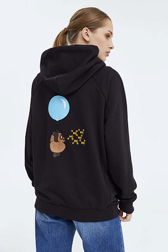 Толстовка с капюшоном "Винни-пух" (хлопок 70% полиэстер 30% черный XL) 