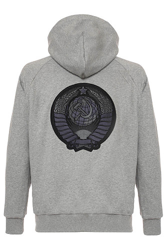 Толстовка с капюшоном "Герб союза" (хлопок 70% полиэстер 30% серый L) 