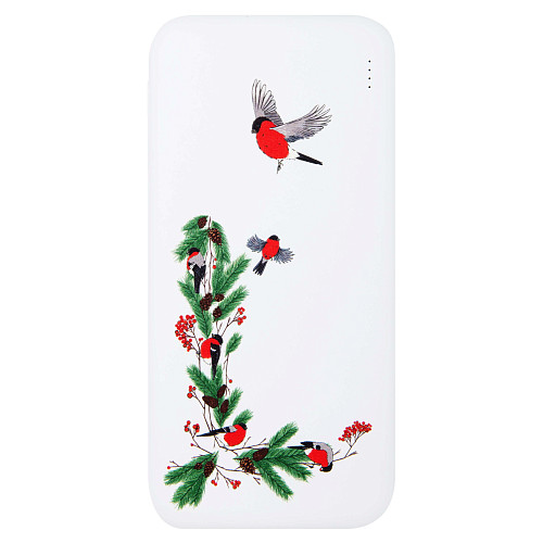 Внешний аккумулятор "Снегири" (с рельефным изображением пластик белый 72×150×13 мм) 