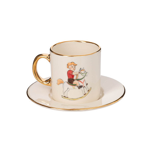 Чайная пара "Детская комната" (малый, керамика, белый) 