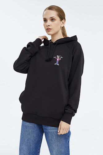 Толстовка с капюшоном "Ну, погоди" (хлопок 70% полиэстер 30% черный XXL) 