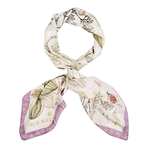 Платок "Гербарий" (шерсть 100%, лиловый 140х140) 