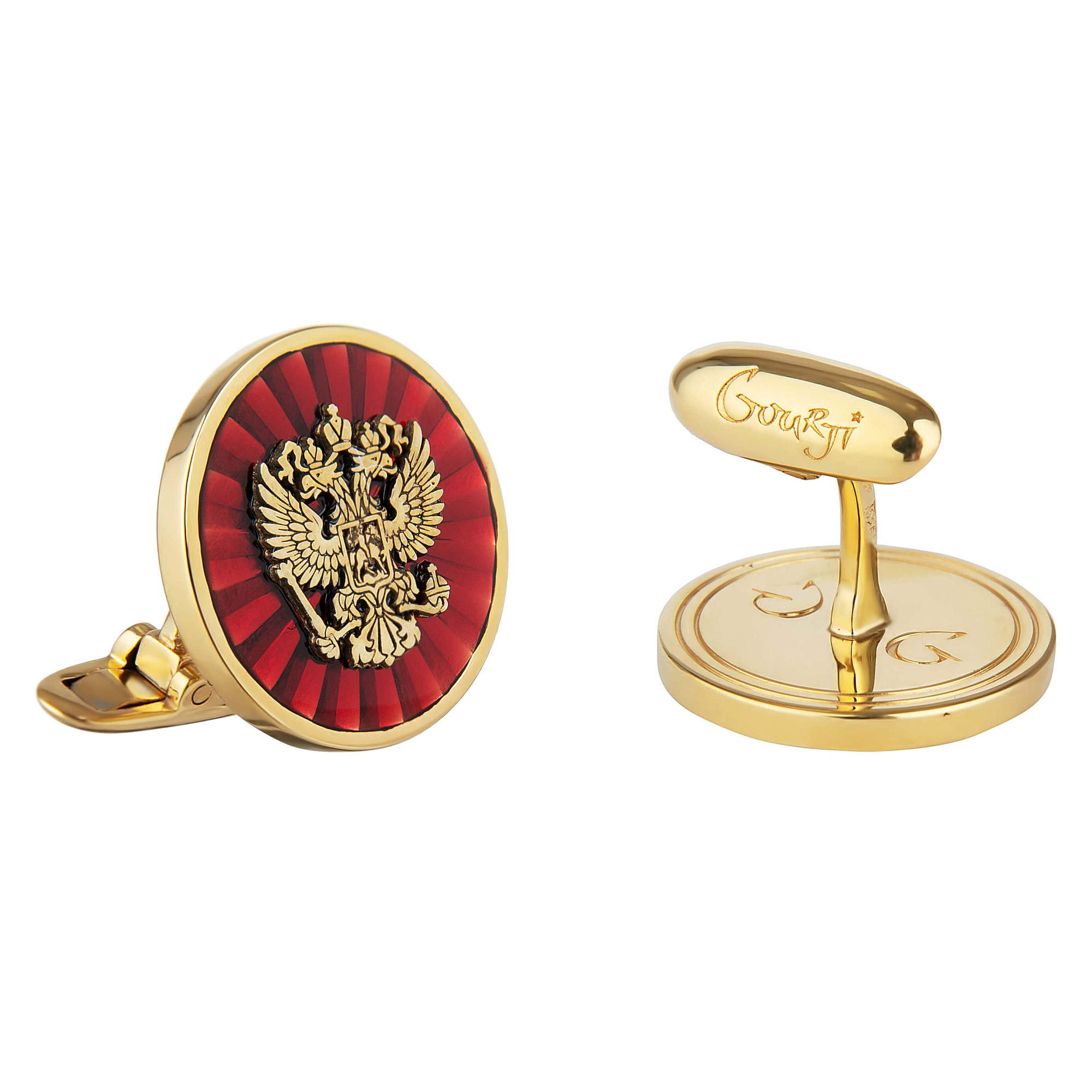 Запонки "Россия" позолота, эмаль