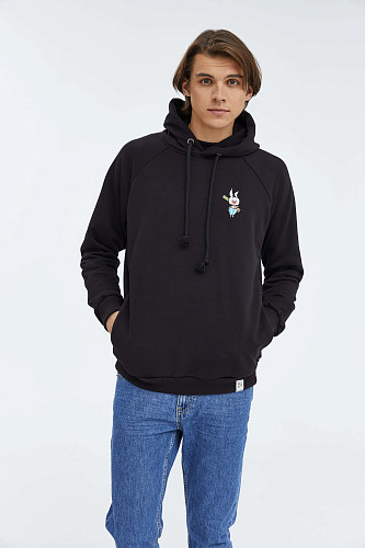 Толстовка с капюшоном "Винни-пух" (хлопок 70% полиэстер 30% черный XL) 