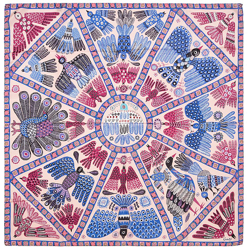 Платок "Небеса" (шелк 100% розовый 120х120) 