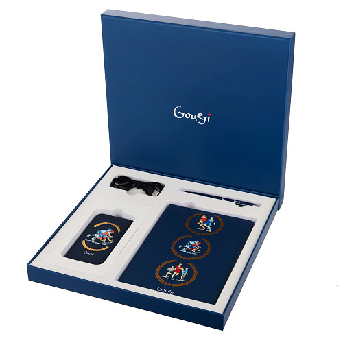 Подарочный набор "Спортсмены" (аккумулятор, ежедневник и ручка синий) 