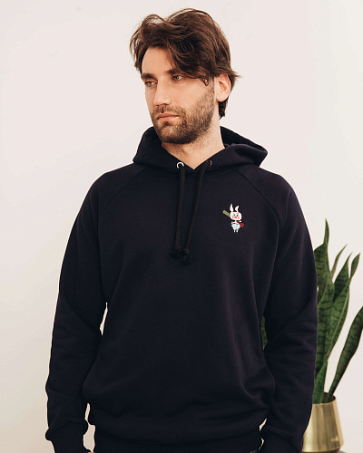 Толстовка с капюшоном "Винни-пух" (хлопок 70% полиэстер 30% черный XL) 