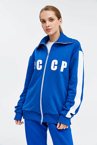 Костюм олимпийка/брюки "СССР" (хлопок 70% полиэстер 30% синий L) 