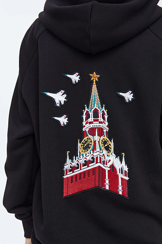 Толстовка на молнии "Башни Кремля" (хлопок 70% полиэстер 30% черный XL) 