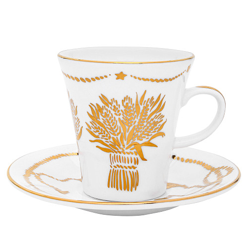 Кофейная пара "Пшеница"  (фарфор белый) 