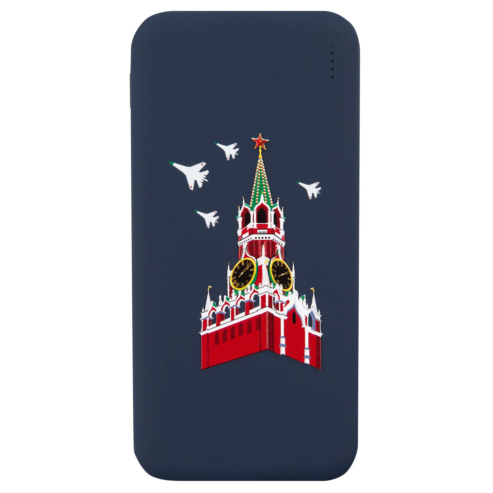 Внешний аккумулятор "Башни Кремля" (пластик синий красный с рельефным изображением)