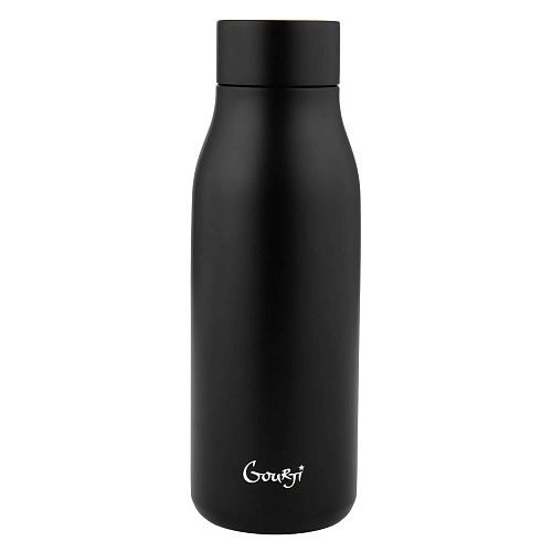 Термобутылка "Русская тройка" (сталь, черный, с рельефным изображением) 