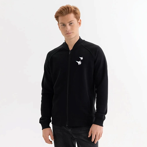 Толстовка бомбер "Башни Кремля" (хлопок 88%, полиэстер 12%. черный S) 