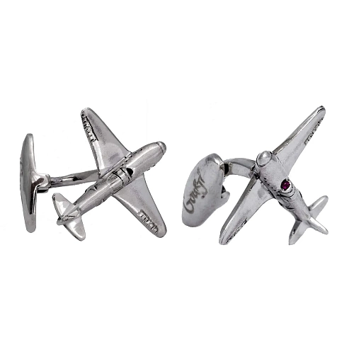 Запонки "Як-3" рубин, чернение 