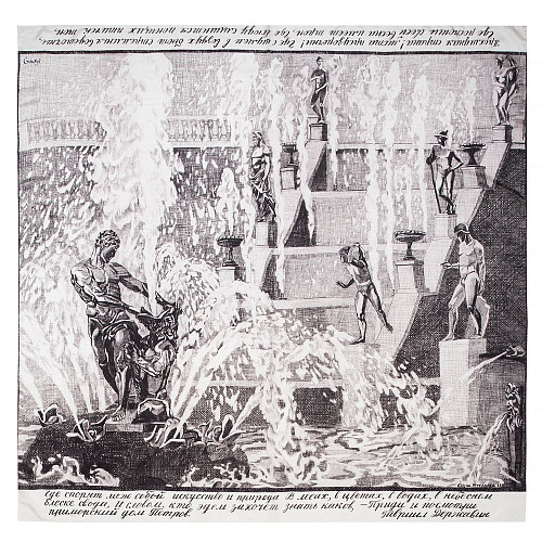 Платок "Самсон" (шелк 100% черный белый 120х120) 